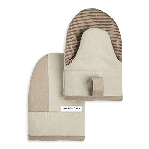 KitchenAid Beacon Two-Tone Non-Slip Mini Oven Mitt Set, Milkshake/Beige, 5.5'x8', 2 Piece