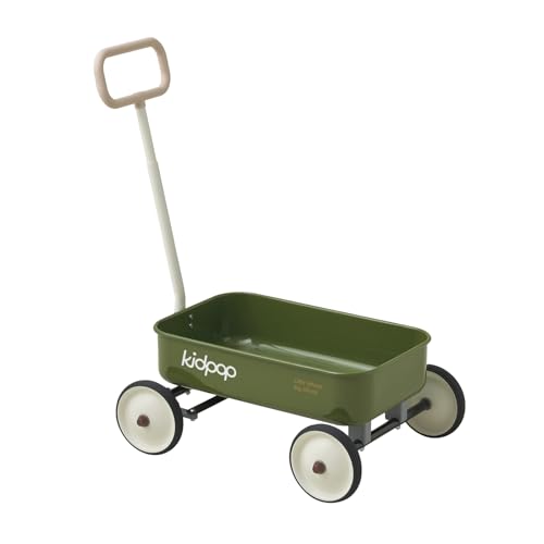 PULA-Wild 2-in-1 Kids' Pull-Along Wagon Toddlers Push Walker for 2.5-8 Adjustable Handlebar, Birthday Gifts Max Weight 33 lbs (Green)