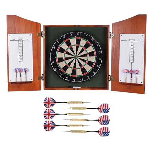 Centerpoint Bristle Dartboard and Solid Wood Cabinet - Dark Cherry Finish