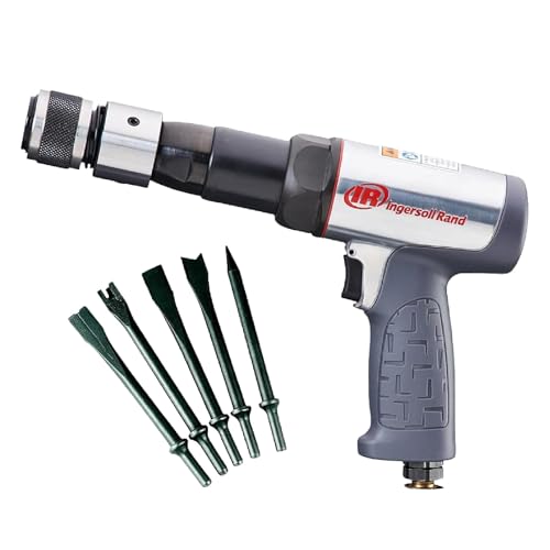 Ingersoll Rand 119MAXK Vibration Reduced Long-Barrel Air Hammer 5-Piece Chisel Set, 2,530 BPM, 3-1/2' Stroke, Round Shank