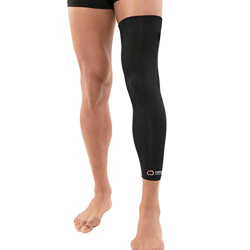 Copper Compression Leg Compression Sleeve - Copper Infused Knee Stabilizer Brace for Running, Meniscus Tear, ACL, MCL, Arthritis, Joint Pain Relief - Thigh & Calf Support for Men & Women - Black - M