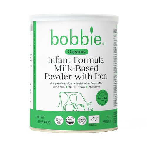 Bobbie Organic Infant Formula, Milk Based Powder with Iron, DHA and Vitamin D, Modeled After Breast Milk, Organic Baby Formula for Newborn to 12 Months Old Infant, 14.1 oz, 1 Pack