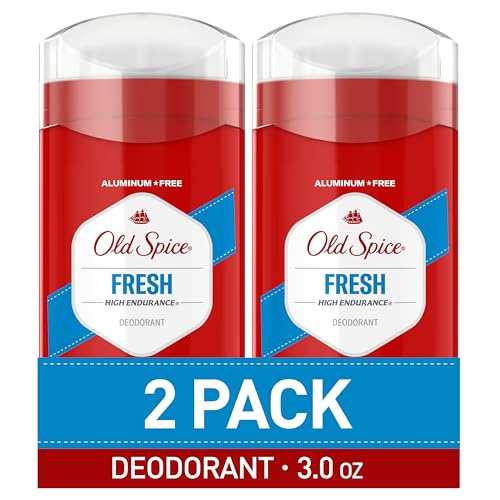 Old Spice Aluminum Free Deodorant For Men, High Endurance, 24/7 Sweat Defense & Odor Protection, 24/7 Freshness & Lasting Scent, Fresh Scent, 3.0 oz (Pack of 2)