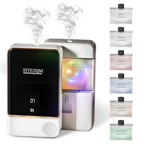 XIYIUSSM Waterless Essential Oil Diffuser for Home & Office Cordless Battery Operated Aroma Diffuser with 7 Mist Levels, Ultrasonic Air Freshener for Large Rooms Bedroom Bathroom Car Small & Portable