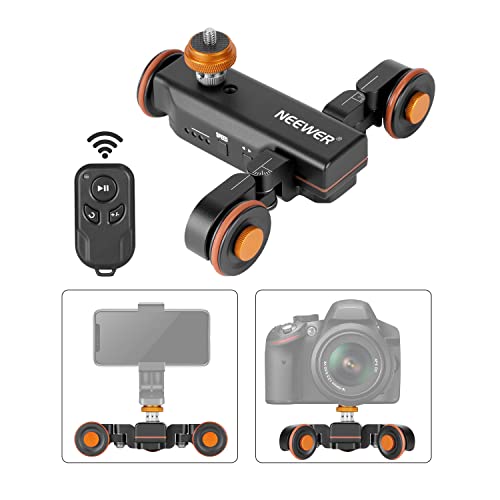 Neewer 3 Wheels Wireless Video Camera Dolly, 3 Speed Motorized Electric Track Rail Slider Dolly Car with Remote Control, Compatible with DSLR Camera Camcorder GoPro iPhone and Android Smartphone