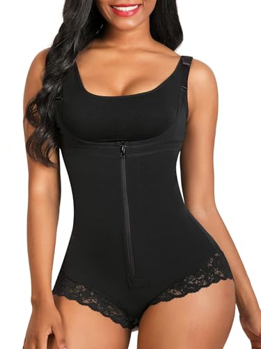 SHAPERX Women's Fajas Colombianas Shapewear Postpartum Tummy Control Body Shaper Butt Lifter Bodysuit,SZ7200-Black-L