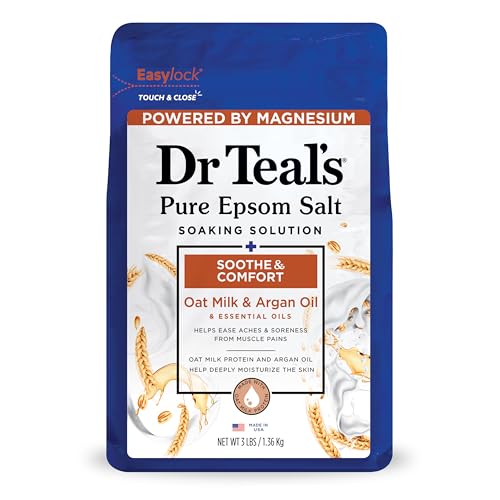 Dr Teal's Epsom Salt Magnesium Soak, Soothe & Comfort with Oat Milk & Argan Oil, 3 lbs
