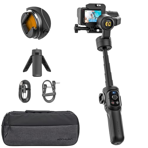 Gimbal Stabilizer for OSMO Action4 Sport Camera, 3-axis Handheld Stabilizer for GoPro Hero 12/11/10/9/8, w/Built-in 19cm Extension Rod for Action Camera Video Recording, AOCHUAN Smart G1