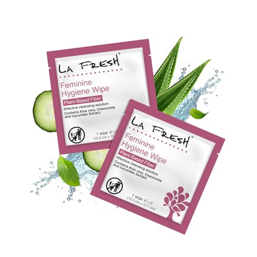 LA Fresh Feminine Wipes with Aloe Vera, Chamomile Extract, Cucumber, and Vitamin E - Pack of 50 ct Wipes for Women