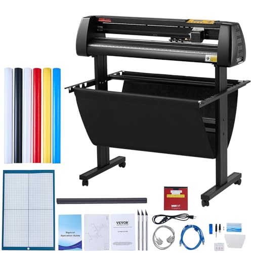 VEVOR Vinyl Cutter 34Inch Bundle, Vinyl Cutter Machine Manual Vinyl Printer LCD Display Plotter Cutter Sign Cutting with Signmaster Software for Design and Cut,with Supplies, Tools