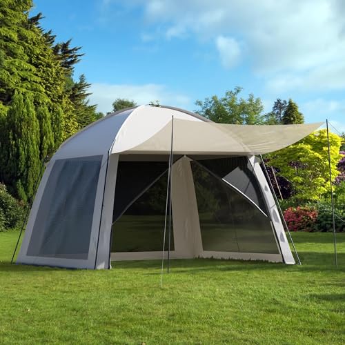 10x10 Screen Tents for Camping, 6-8 Persons Screen House for Camping, Windproof With 10 Ground Nails & 6 Steel Poles, UV Protected, 360° Ventilated & Bug Free for Peaceful Picnics, BBQ & Camping Night