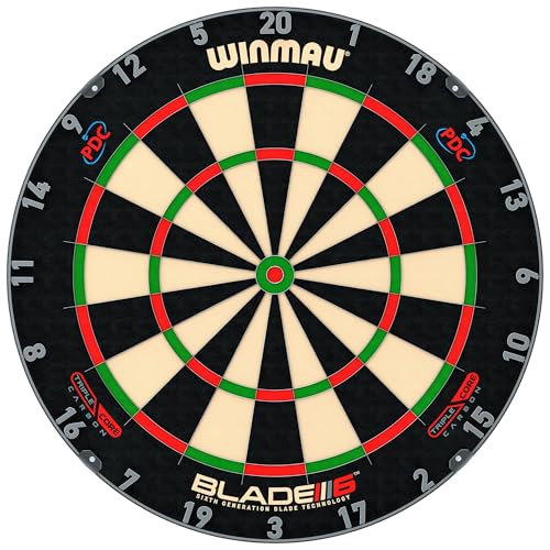 WINMAU Darts Blade 6 Triple Core Carbon Professional PDC Dartboard with Official Tournament Specifications | Endorsed by The PDC
