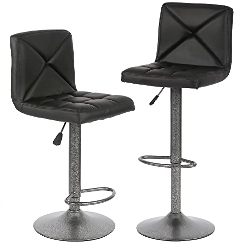 BestOffice Bar Stools Set of 2, PU Leather Swivel Bar Stools Kitchen Counter Height Bar Chairs with Hydraulic Adjustable for Kitchen, Dining Room and Restaurants