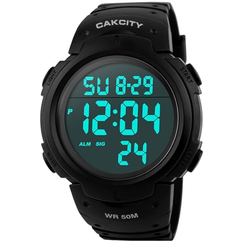 Mens Digital Sports Watch LED Screen Large Face Military Watches for Men Waterproof Stopwatch Alarm Simple Army Watch