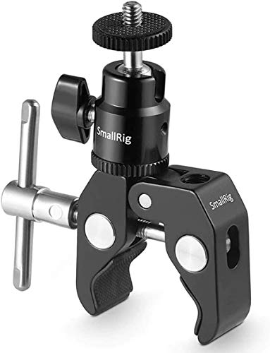 SmallRig Super Clamp Mount with Mini Ball Head Mount, Hot Shoe Adapter with 1/4 Screw for LCD Field Monitor, LED Lights, Flash, Microphone, for Gopro, for DJI Action 2, for Insta360