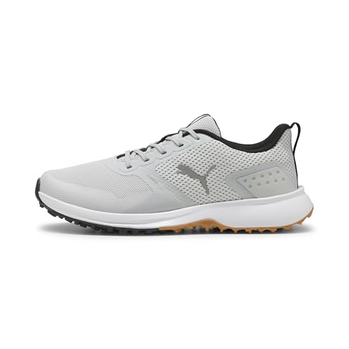 PUMA Men's Fusion Grip 6 Golf Shoe, Feather Gray Black-Gum, 10.5