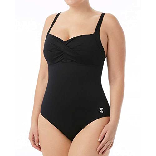 TYR Women's Twisted Bra Solid Controlfit Top (Black, 10)