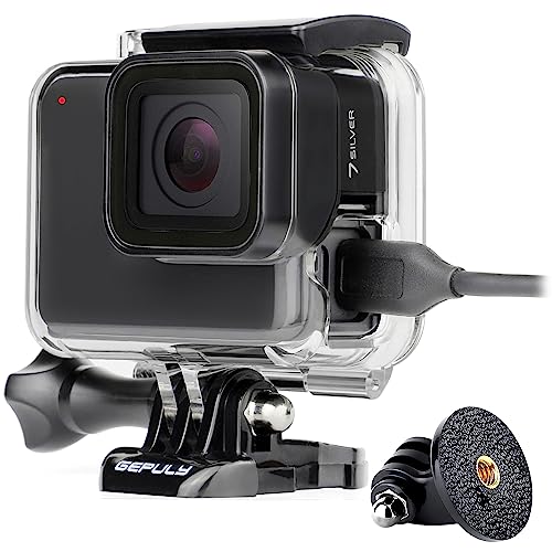 GEPULY Skeleton Housing Case for GoPro Hero 7 Silver/White - USB Pass Through Side Open for Long-Time Recording/Live Streaming Protective Accessories
