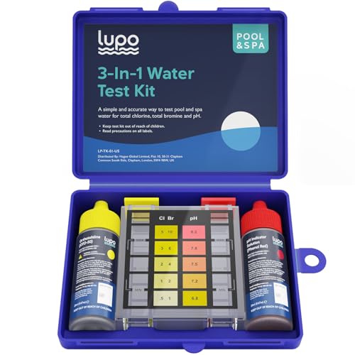 Lupo 3-in-1 Pool Test Kit | Pool Testing Kit for Residential Swimming Pools & Spas for Testing Total Chlorine, Total Bromine & pH | Pool Chemical Test for Quick & Accurate at-Home Pool Water Testing