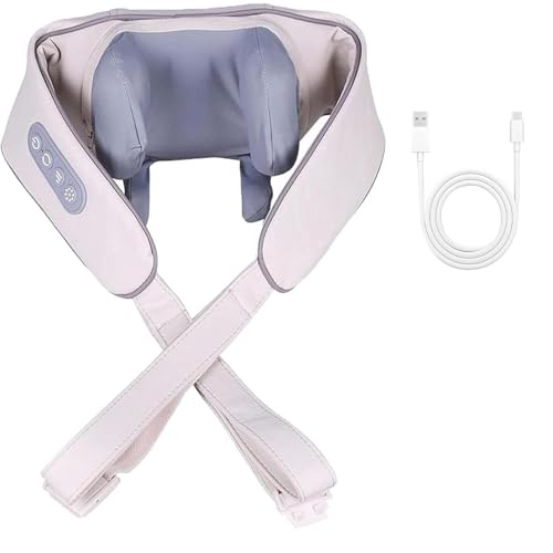 Nixegym Spark Imagine Neck Massager - 2025 New Massage with Soothing Heat, Cordless Shiatsu Neck and Shoulder Massager for Pain Relief Deep Tissue, Adjustable Heat and Speed (Beige)