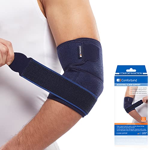 ​Comforband Adjustable Elbow Brace – Targeted Support for Tennis Elbow, Golfer's Elbow, Tendonitis, Arthritis, Bursitis, Sprains, and Strains – One-Size-Fits-Most Compression Sleeve for Pain Relief and Injury Recovery