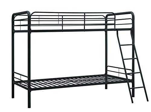 DHP Twin Bunk Bed with Metal Frame and Ladder Space-Saving Design, Black