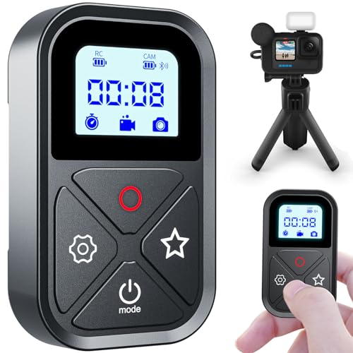 Smart Wireless Remote Control for GoPro - Camera Controller for GoPro Hero 13 12 11 10 9 8 GoPro Max LCD Display Magnet Charger Port Wrist Strap for Go Pro Accessories Camera Black (T10)