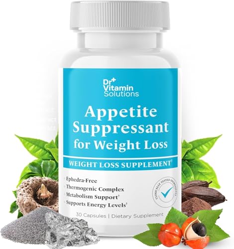 DR VITAMIN SOLUTIONS Appetite Suppressant for Weight Loss - Pills for Women w/Garcinia, Ginger Root, Guarana - Fat Burners, Metabolism Booster for Women & Men (1 Bottle, 30 Capsules)