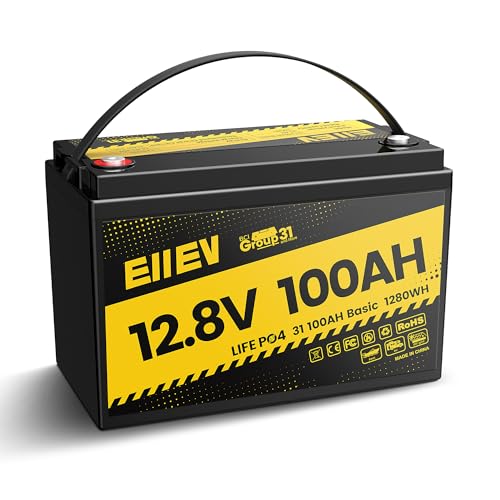 Eiiev 12V 100Ah Lithium Battery,Low-Temp Protection LiFePO4 Battery,Built-in100A BMS,15000+Deep Cycle,Rechargeable Lithium Iron Phosphate Batteries for Trolling Motors,Marine,RV,Camping,Home Energy