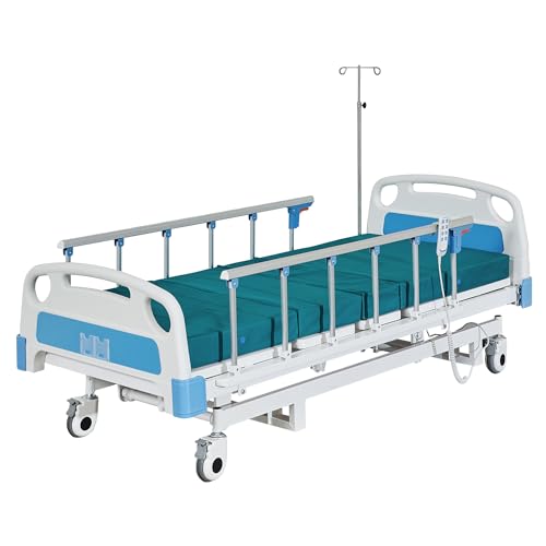 ELENKER Premium 3 Function Full Electric Hospital Bed for Home and Hospital use (with Mattress & IV Pole), High Quality Motor.