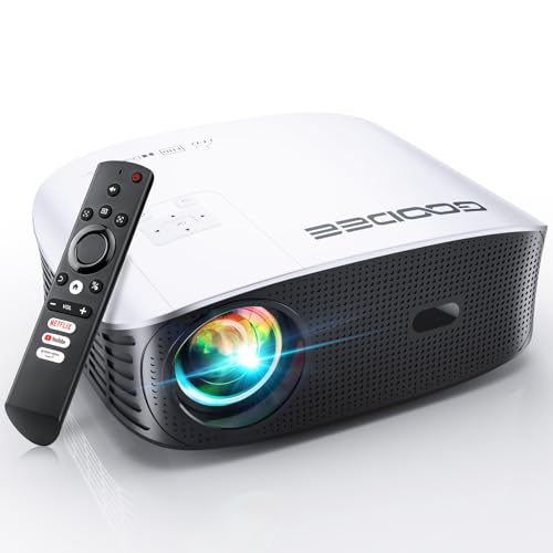 GooDee Smart 4K Projector with 5G WIFI and Bluetooth, Netflix/Amazn Prime Video Certified, Dolby Audio, Outdoor Projector, 400' Zoom Home Theater Projector Compatible with TV Stick,iOS,Android