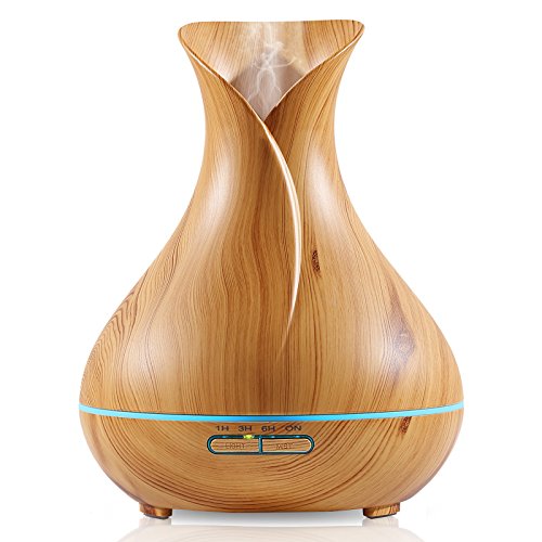 NEXGADGET 400ml BPA Free Ultrasonic Aromatherapy Essential Oil Diffuser - Cool Mist Humidifier for Home,Office,Spa&More - Wood Grain-Wintech-US is The only Designated Authentic Seller