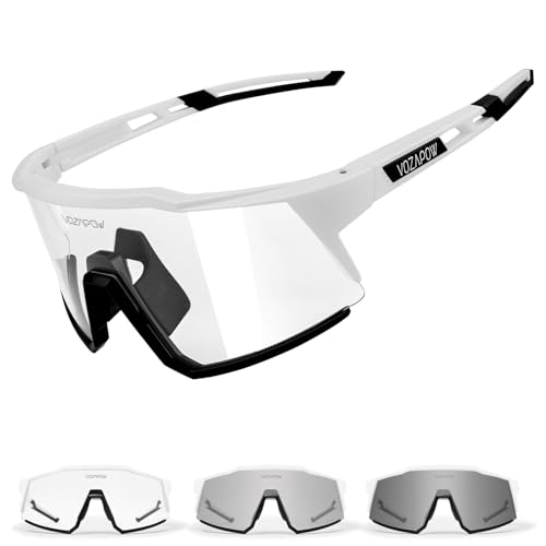 VOZAPOW Photochromic Sports Sunglasses XL for Men Women, TR90 Frame Cycling Glasses for Baseball, Running, Hiking