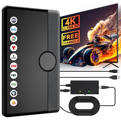 TV Antenna Indoor Outdoor 2025 for Smart/Old TV for Long Range 360° Reception and Local Channels Digital HD Antenna with Amplifier Signal Booster Supports 8K 4K 1080p - 26.2 ft HDTV Coax Cable