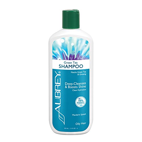 AUBREY Green Tea Shampoo | Deep Cleanses & Boosts Shine for Oily Hair | Adds Fullness | Organic Green Tea & Ginseng | 11 FL oz