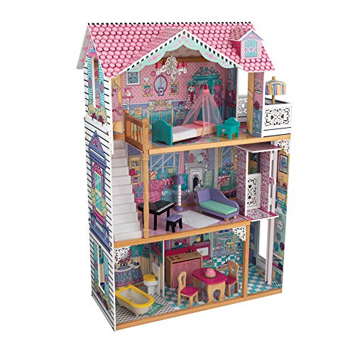 KidKraft Annabelle Wooden Dollhouse with Elevator, Balcony and 17 Accessories, Gift for Ages 3+