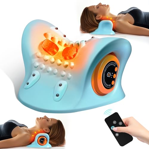 GYSIEN Neck Massager 2025, Neck and Shoulder Relaxer with Heat, 3 Modes, Portable Pillows for Pain Relief and Muscle Relax, 26° Angle Cervical Traction Device for Back, Shoulder