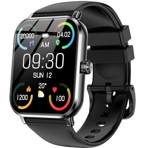 Smartwatch for Men Women, 1.83' HD Touchsreen, 130 Sports Modes, Bluetooth Call & Make Call, Health, Fitness & Sleep Tracker, Timer, 5 ATM Water-Resistance, Fitness Watch for Android/iOS (Black)