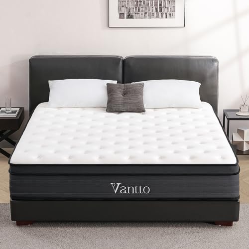 Vantto Full Size Mattress, 12 Inch Memory Foam Hybrid Mattress in a Box with Pocket Springs for Motion Isolation Pressure Relief, 100 Nights Trial, CertiPUR-US