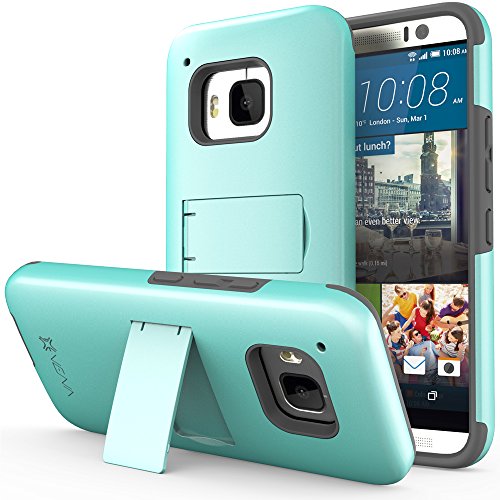 VENA HTC One (M9) Case - [Legacy] Slim Fit Dual Layer Hybrid Case with Kickstand & Screen Protector for HTC One M9 (2015) - Teal & Gray