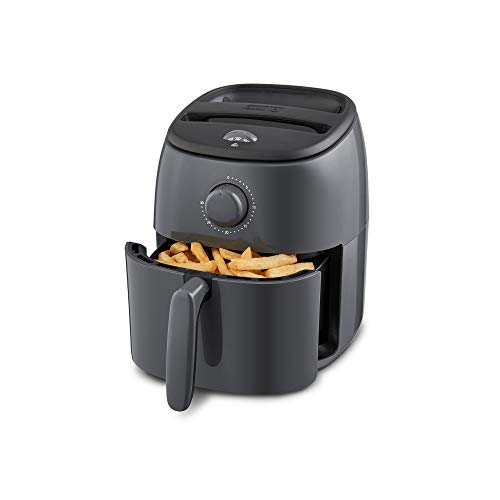DASH Tasti-Crisp™ Electric Air Fryer Oven, 2.6 Qt., Grey – Compact Air Fryer for Healthier Food in Minutes, Ideal for Small Spaces - Auto Shut Off, Analog, 1000-Watt