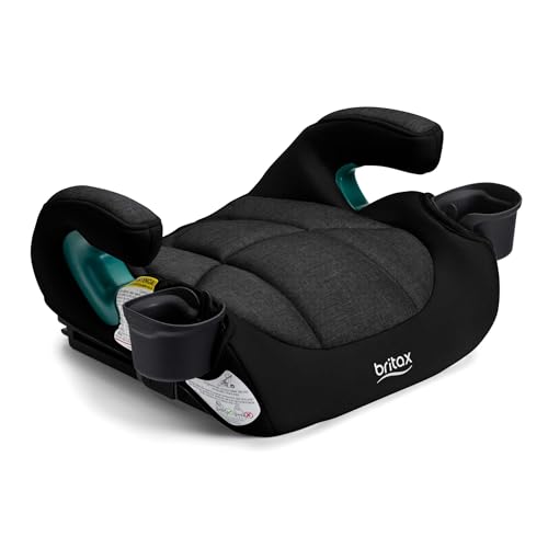 Britax UpNGo Click Backless Booster Car Seat with Rigid Latch, Lightweight and Portable Travel Booster with Slim Design and PosturePlus, Accommodates Kids up to 120 Lbs and 63” – Raven Black
