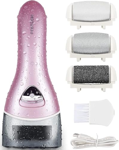 Electric Foot Callus Removers Rechargeable,Portable Electronic Foot File Pedicure Tools, Electric Callus Remover Kit,Professional Pedi Feet Care Perfect for Dead,Hard Cracked Dry Skin（Pink）