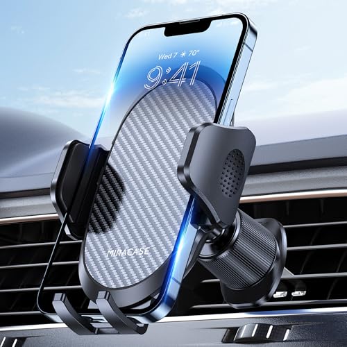 Miracase Phone Holders for Your Car with Metal Hook Clip, Air Vent Cell Phone Stand Car Mount, Universal Automobile Cradle Fit for iPhone Android and All Smartphones, Dark Black