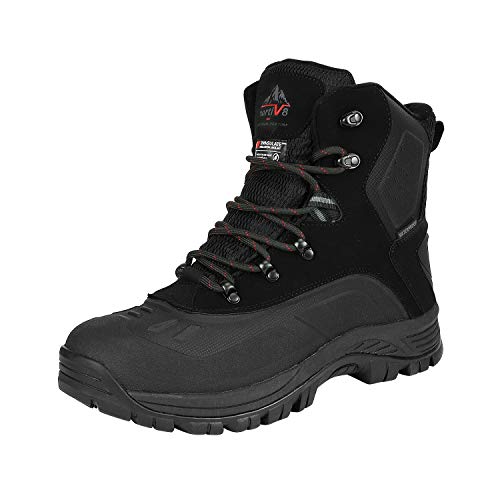 NORTIV 8 Men's Insulated Waterproof Construction Hiking Winter Snow Boots,Size 11,Black,180411