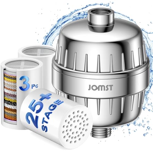 25 Plus Stages Shower Filter with 3 Cores - Maximize Shower Sediment Filtration & Reduce 97.45% Chlorine in Shower Water - For Softer Skin & Shinier Hair