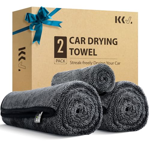 KKV 2-Pack Microfiber Towels (35'x 24') Extra Large Ultra Absorbent Drying Towel for Cars and Trucks, Without Streaks, Scratches, or Water Spots