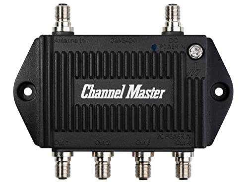 Channel Master TV Antenna Booster 4-4-Port TV Antenna Distribution Amplifier, Built-in LTE Filter, 7.5dB Gain, Compatible with Non-Amplified TV Antennas, Increases Signal Strength, Indoor/Outdoor