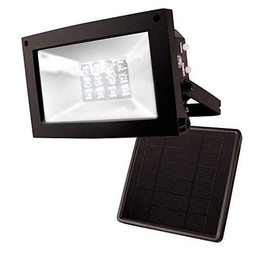 Maxsa 40330 80LM 12 LED Solar-Powered Dusk to Dawn Outdoor Flood Light, 10 Hour Weatherproof and Dark Sky Compatible Cool White Security Light, Black
