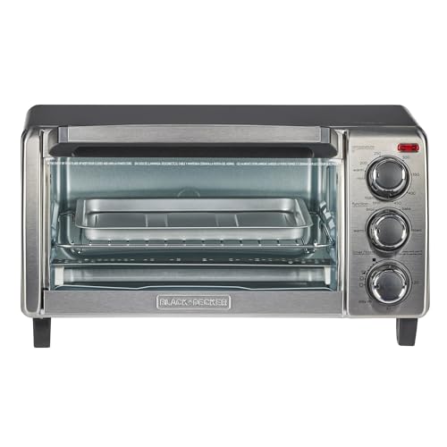 BLACK+DECKER 4-Slice Convection Oven, Stainless Steel, Curved Interior Fits a 9 inch Pizza, TO1313SBD